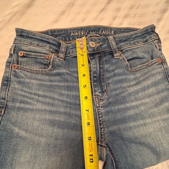 American Eagle Jeans 4 Short Festival Flare Blue Next Level Stretch Petite - Picture 11 of 15